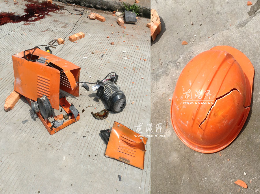 装卸启动机和曹某所戴的安全帽都已破碎