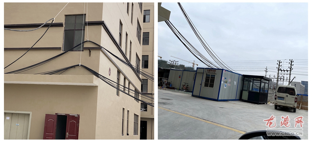 龙港市龙城小微创业园有乱拉裸露电线的情况，安全隐患不小。