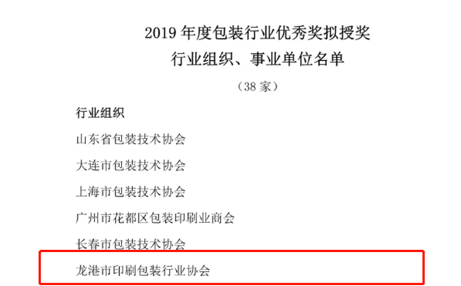 喜讯！龙港印协获评全国包装行业优秀组织！还有这些企业和个人也获奖了！