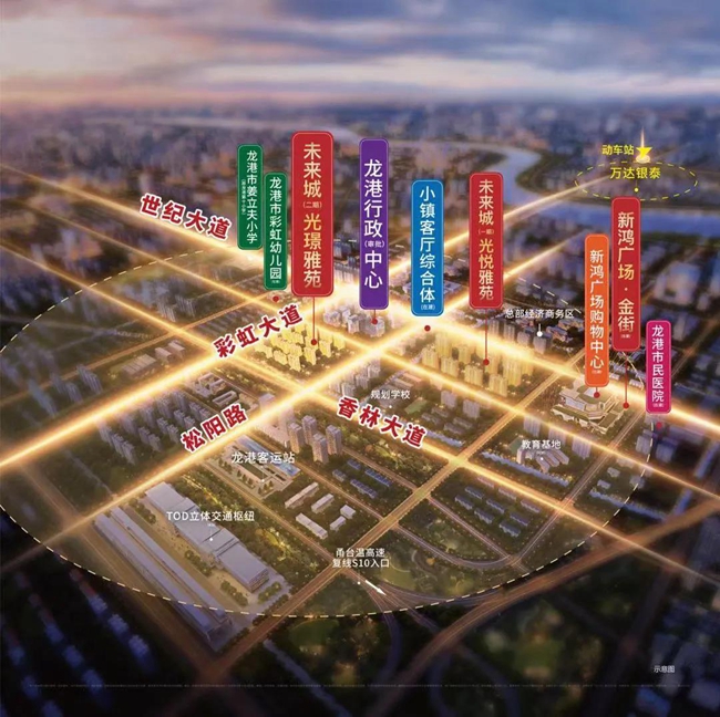 龙港新鸿未来城项目区位示意图