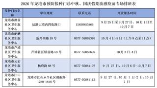 特别提醒：龙港这些市民免费接种！中秋国庆假期专场